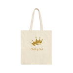 Canvas bag with words Child of God and gold glitter crown