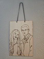 Custom line-drawing portrait from picture, couple portrait