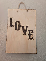 Western "Love" Wood Burning Art Wall Sign