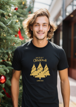 Merry Christmas Gold Christmas Tree Trio T-shirt with Luke 2:14