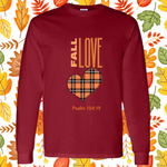 Fall Love With Plaid Heart with verse Psalm 104:19 Unisex Long Sleeve T-Shirt