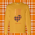 Fall Love With Plaid Heart with verse Psalm 104:19 Unisex Long Sleeve T-Shirt