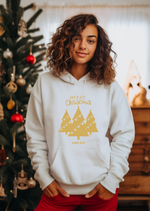 Merry Christmas Gold Christmas Tree Trio Hoodie with Luke 2:14