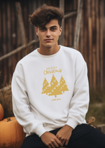 Merry Christmas Gold Christmas Tree Trio Long-Sleeve T-shirt with Luke 2:14