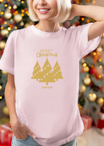 Merry Christmas Gold Christmas Tree Trio T-shirt with Luke 2:14