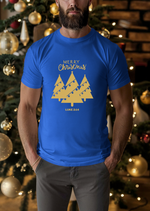 Merry Christmas Gold Christmas Tree Trio T-shirt with Luke 2:14