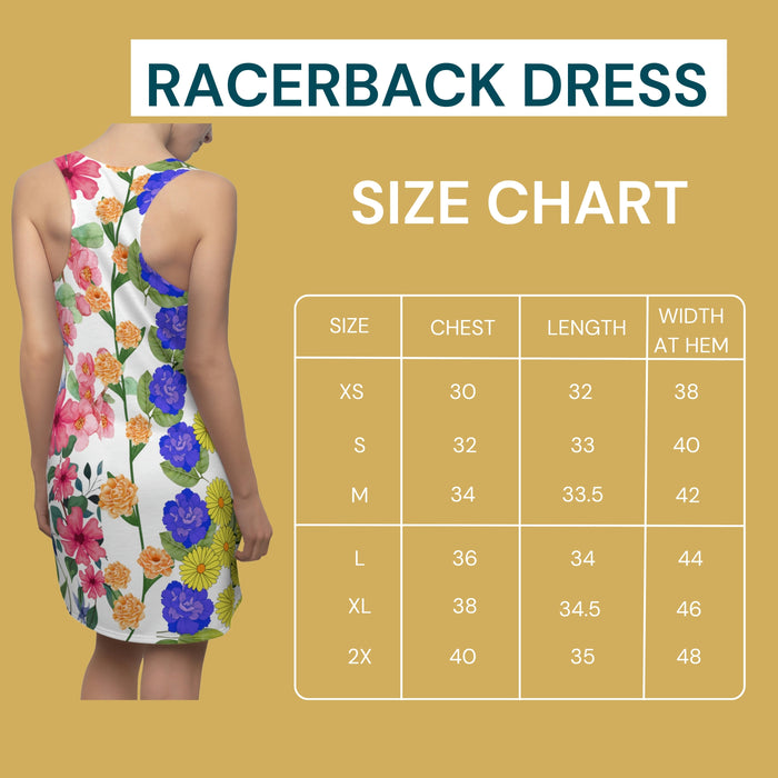 racerback dress size chart