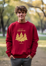 Merry Christmas Gold Christmas Tree Trio Sweatshirt with Luke 2:14