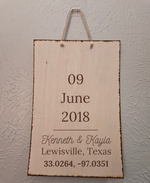 Handmade Personalized Rustic Custom Dated/Location Wall Art