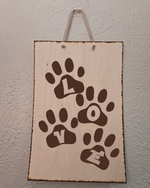 Homemade Pawprint LOVE Wall Art - Wooden Sign