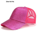 Hot Pink Glitter Ponytail Hat