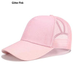 Pink Glitter Ponytail Hat